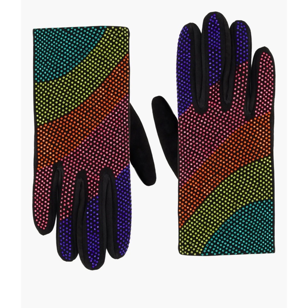 Kurt Geiger crystal Multicolor Patterned Women's Gloves NWT with gift